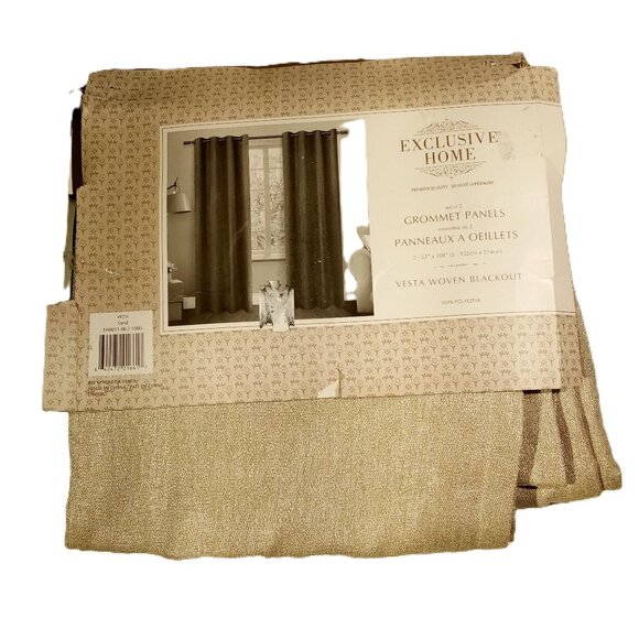 Exclusive Home VESTA  Room Darkening  Grommet Panels  2pc  SAND  52" x 108"  NEW - Picture 1 of 13